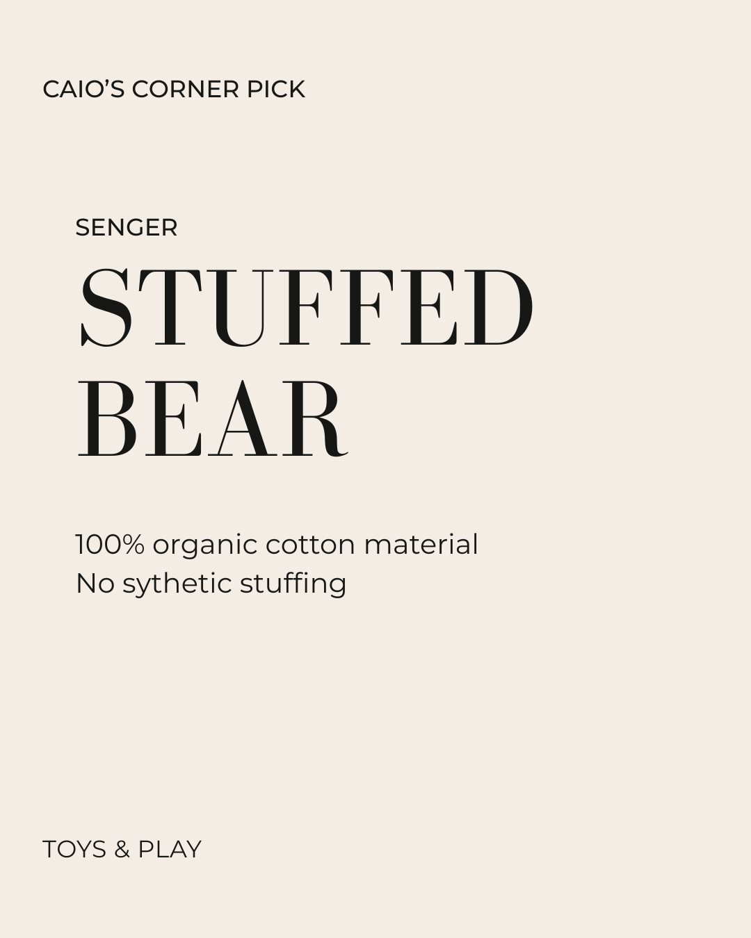 Senger Organic Cotton Bear 12"